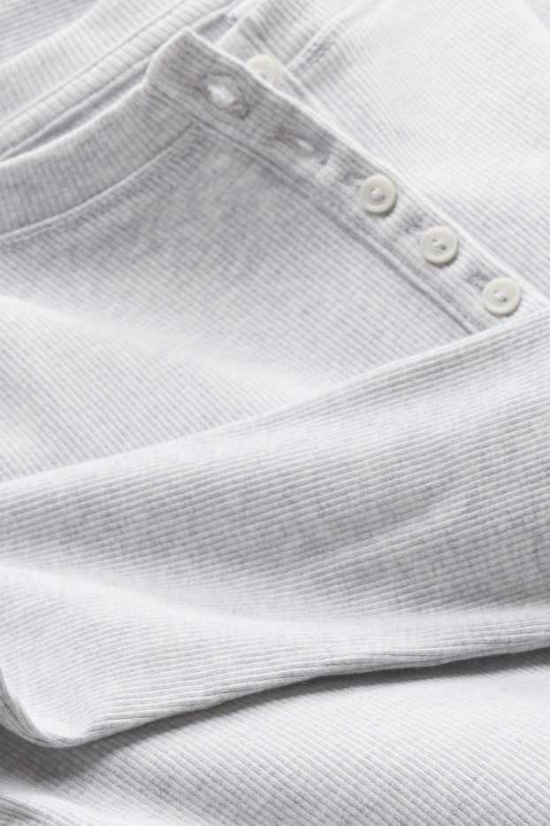 Damen - Henley-Shirt - Slim Fit - gerippt - hellgrau