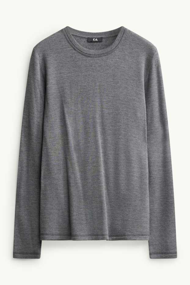 Damen - Langarmshirt - Regular Fit - grau-melange