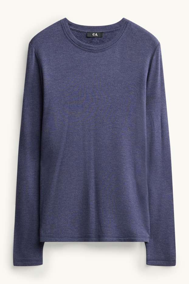 Damen - Langarmshirt - Regular Fit - blau-melange