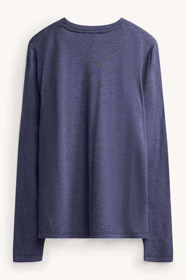 Damen - Langarmshirt - Regular Fit - blau-melange