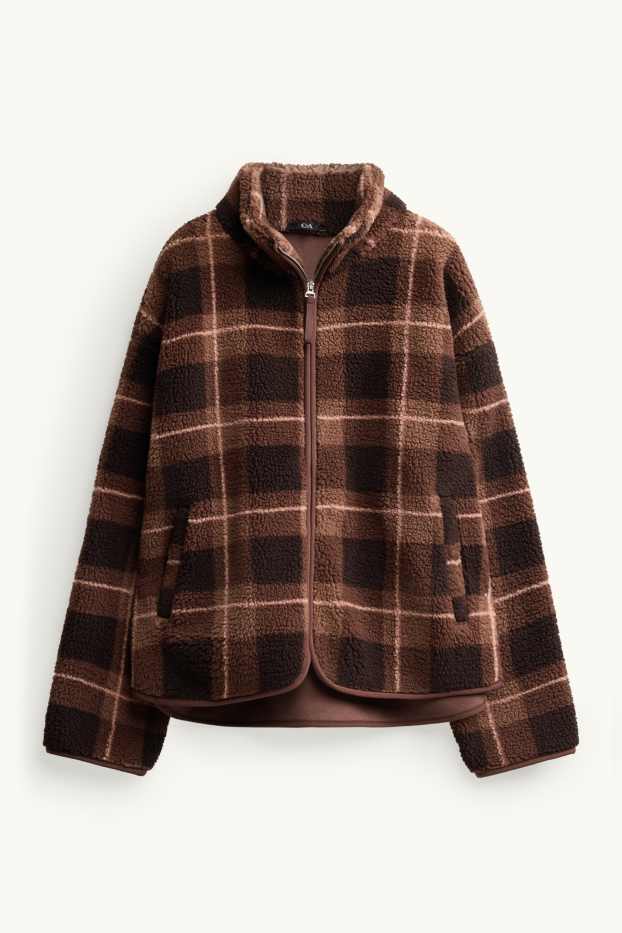 Femmes - Veste en polaire - à carreaux - marron / marron