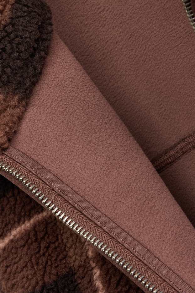Femmes - Veste en polaire - à carreaux - marron / marron