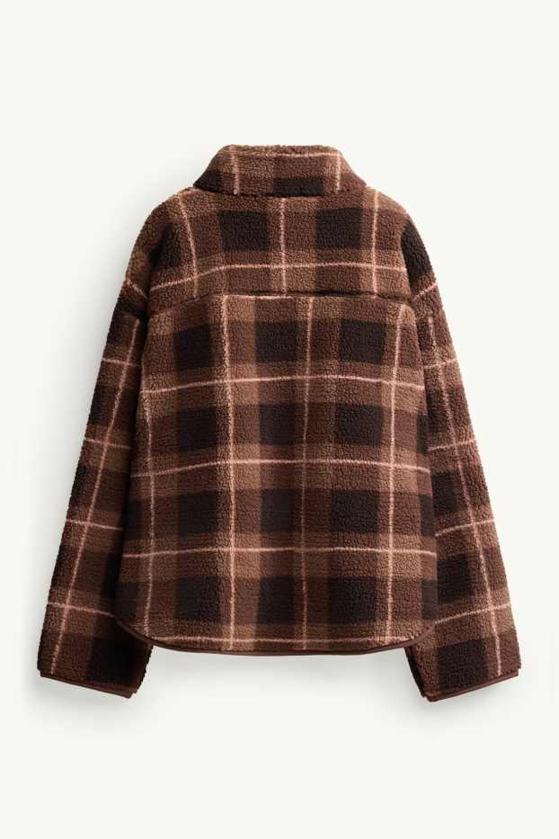 Femmes - Veste en polaire - à carreaux - marron / marron