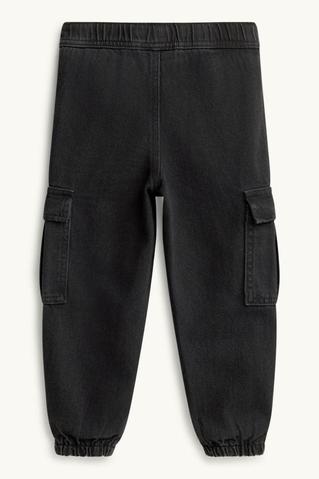 Kinder Jungen - Cargo Jeans - Thermojeans - schwarz