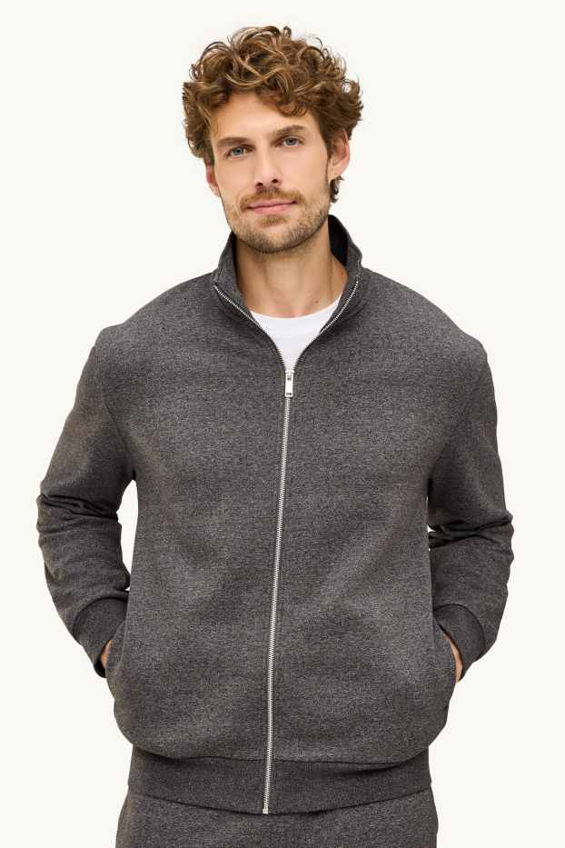 Home - Jaqueta de punt - gris fosc jaspiat