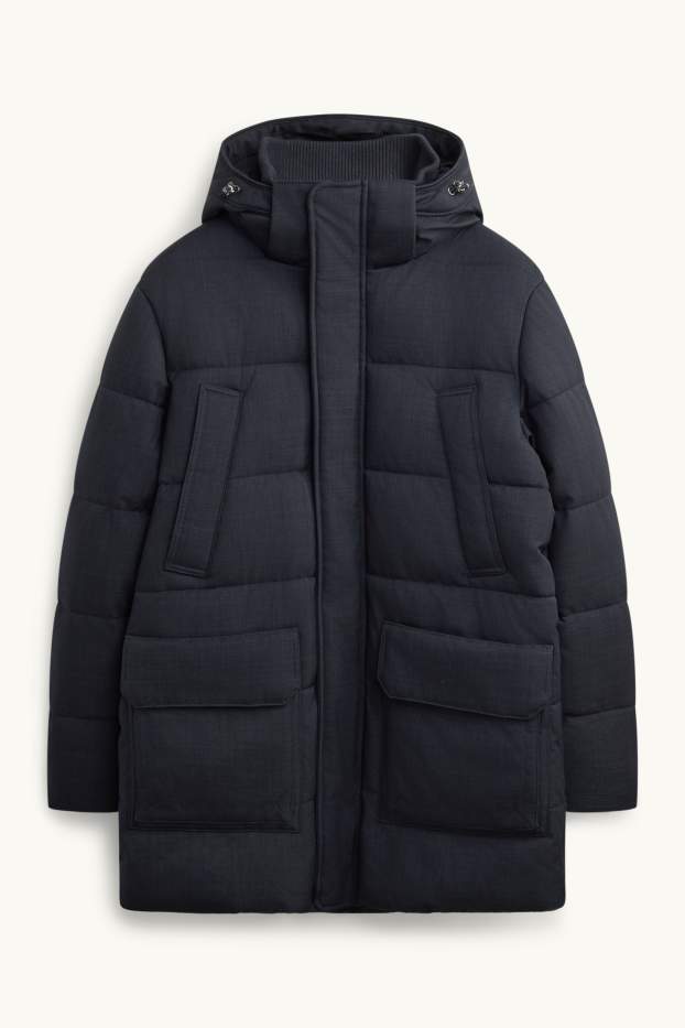 Uomo - Cappotto trapuntato - imbottito - idrorepellente - grigio scuro