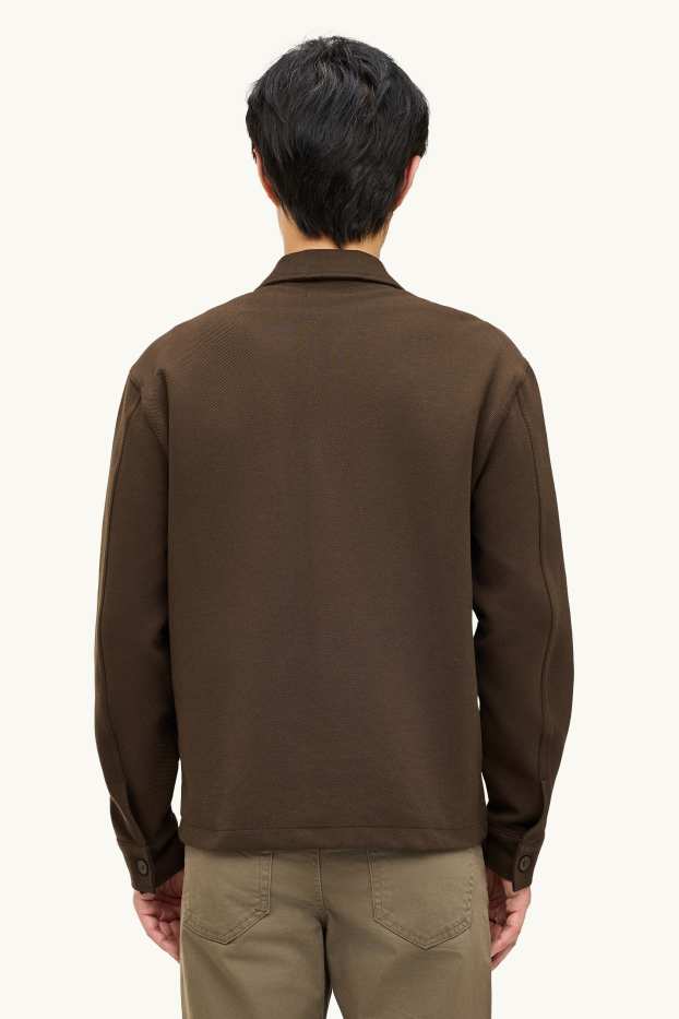 Hommes - Veste-chemise - relaxed fit - col kent - marron foncé
