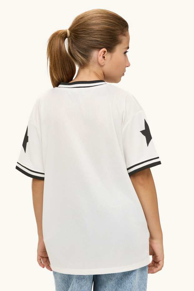 Kinder Mädchen - New York - Kurzarmshirt - Oversized - weiss / schwarz
