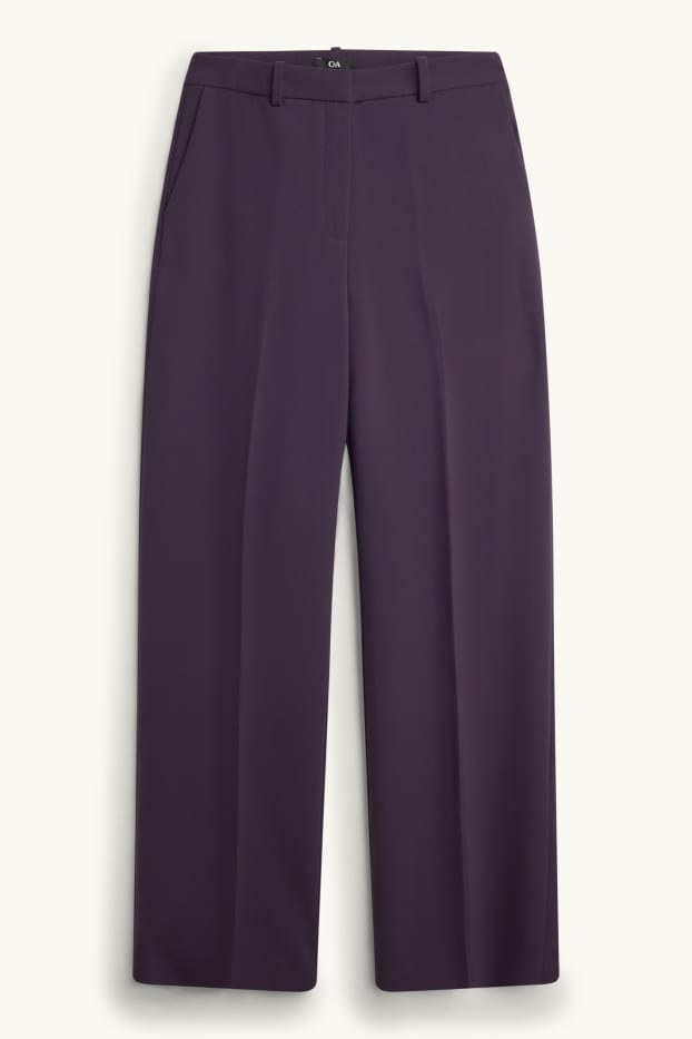 Donna - Pantaloni business - vita alta - gamba ampia - viola