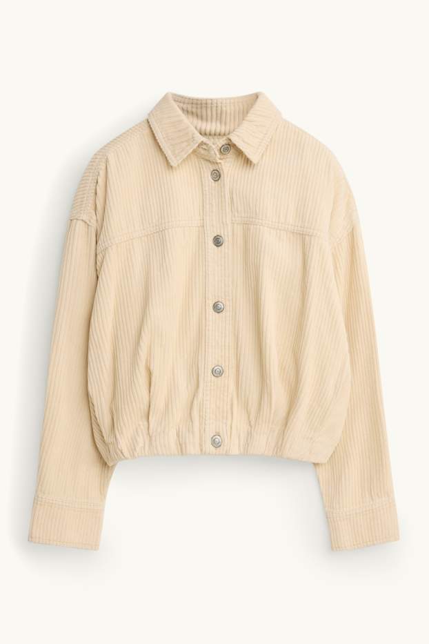 Dames - Blouse van corduroy - crèmekleurig