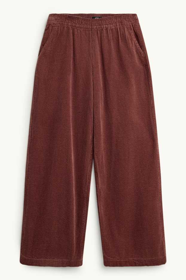 Damen - Cordhose - Mid Waist - Wide Leg - rostbraun