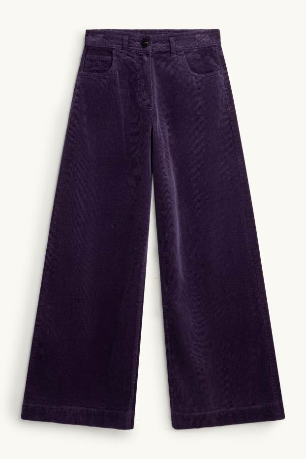 Dona - Pantalons de pana - high waist - wide leg - lila