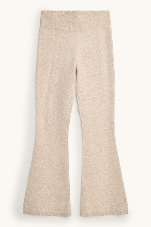 Donna - Pantaloni sportivi in maglia - beige melange