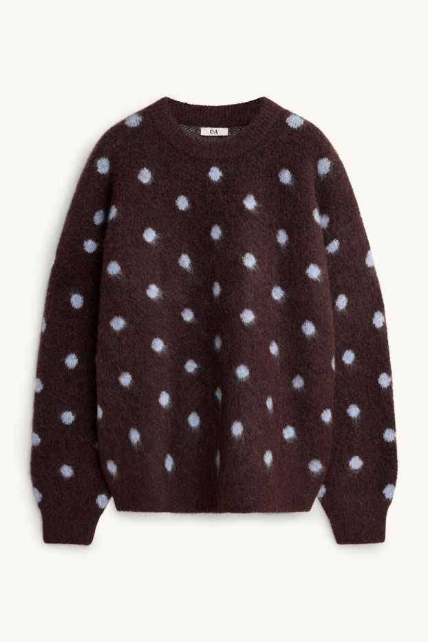 Femmes - Pull - à pois - marron / bleu