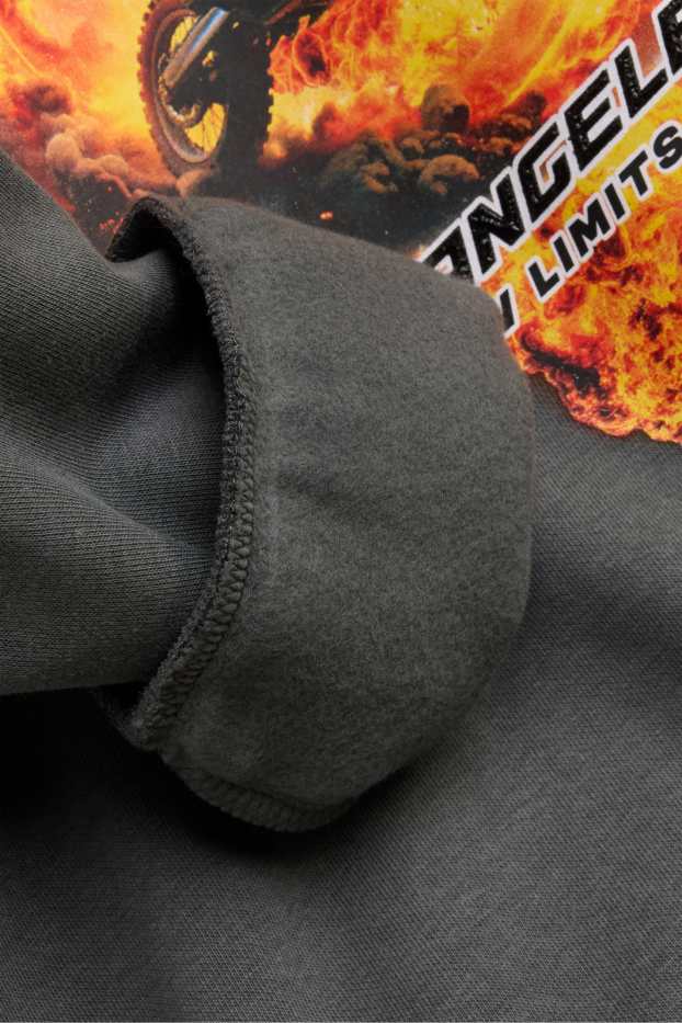 Children Boys - Biker and fire - hoodie - dark gray