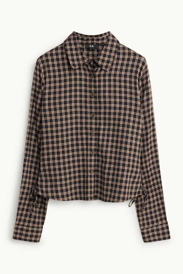 Women - Shirt blouse - check - brown / beige