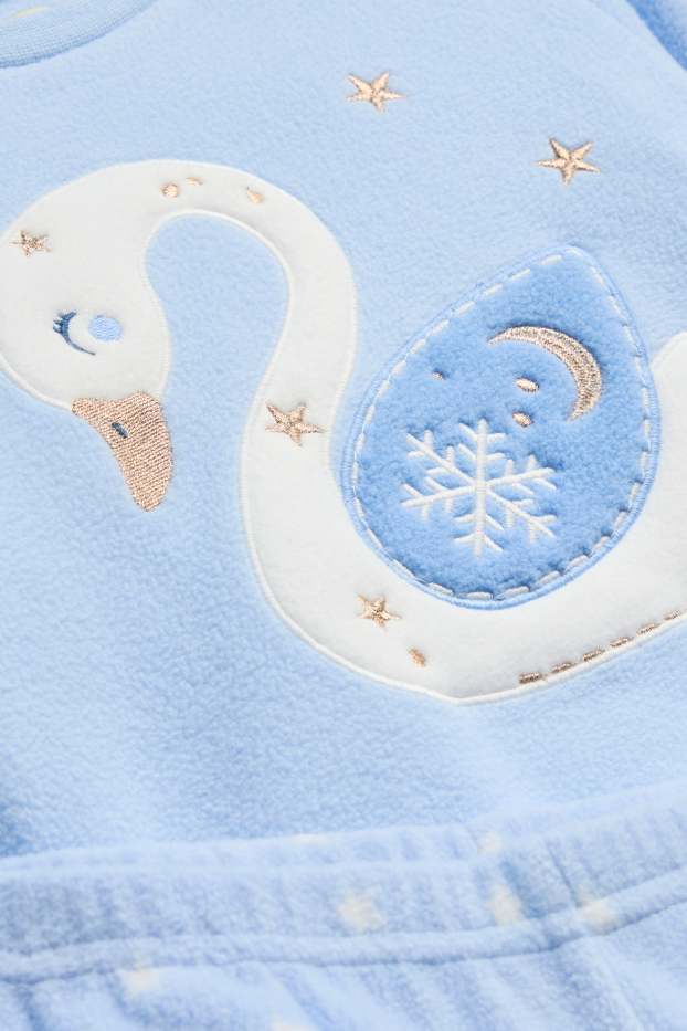 Enfants filles - Cygne et étoile - pyjama - 2 pièces - finition brillante - bleu clair