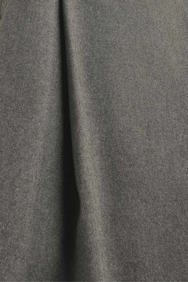 Dámské - Plátěné kalhoty - high waist - barrel leg - šedá-žíhaná