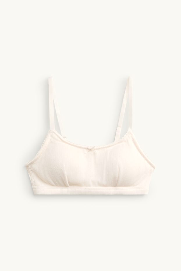 Damen - Pointelle-Bustier - wattiert - cremeweiss