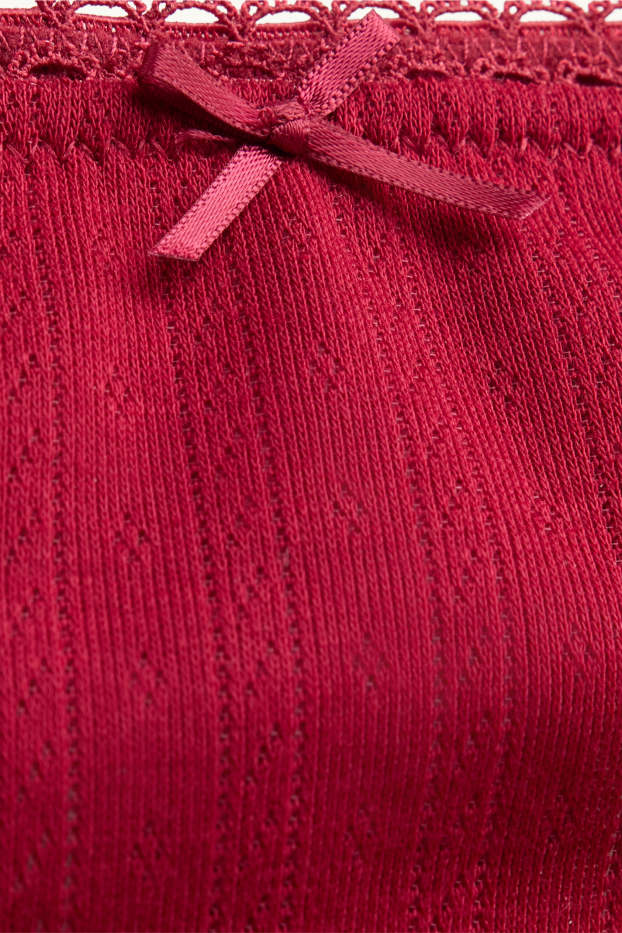 Femmes - String en pointelle - rouge