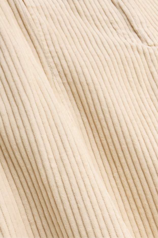 Women - Corduroy trousers - mid-rise waist - barrel leg - light beige