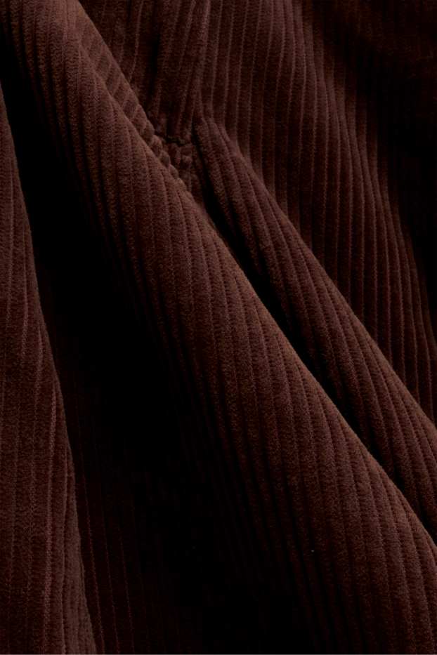 Women - Corduroy trousers - mid-rise waist - barrel leg - dark brown