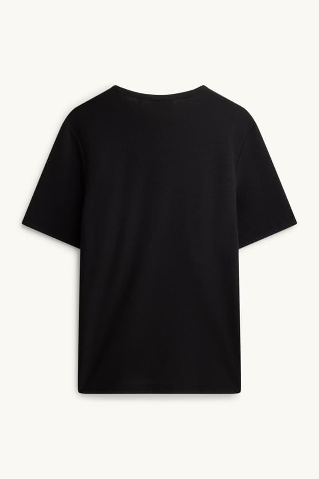 Herren - T-Shirt - Regular Fit - strukturiert - schwarz