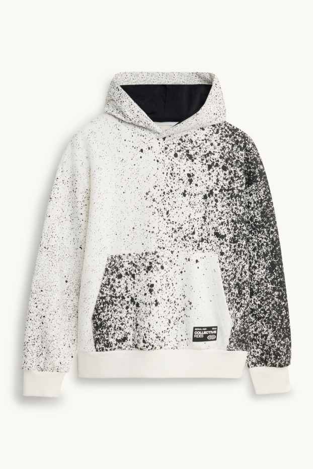 Kinder Jungen - Hoodie - gemustert - weiss / schwarz