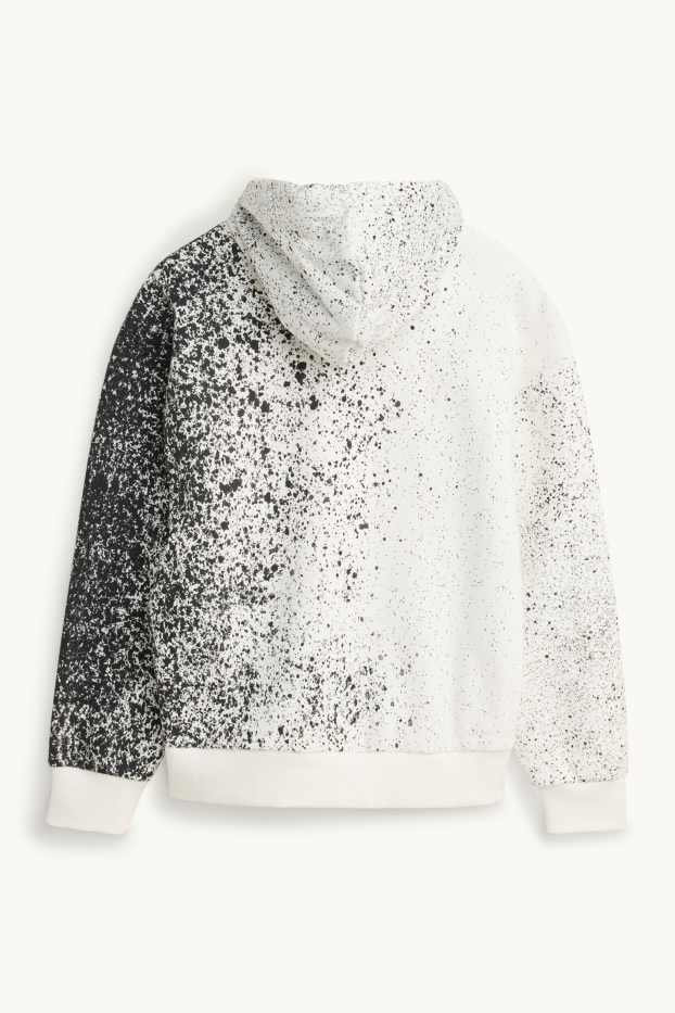 Kinder Jungen - Hoodie - gemustert - weiss / schwarz