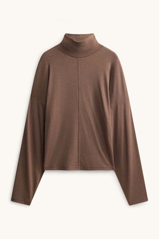 Damen - Langarmshirt - Relaxed Fit - braun