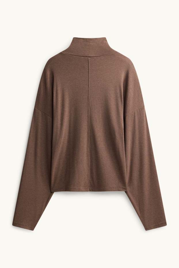 Damen - Langarmshirt - Relaxed Fit - braun