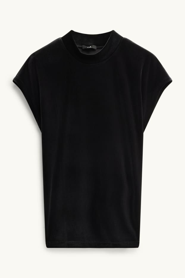 Femei - Tricou din catifea - relaxed fit - negru