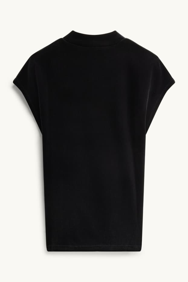 Femei - Tricou din catifea - relaxed fit - negru