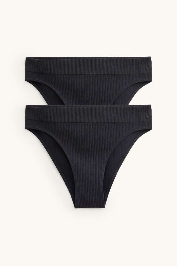 Dona - Paquet de 2 - calces - acanalades - seamless - negre