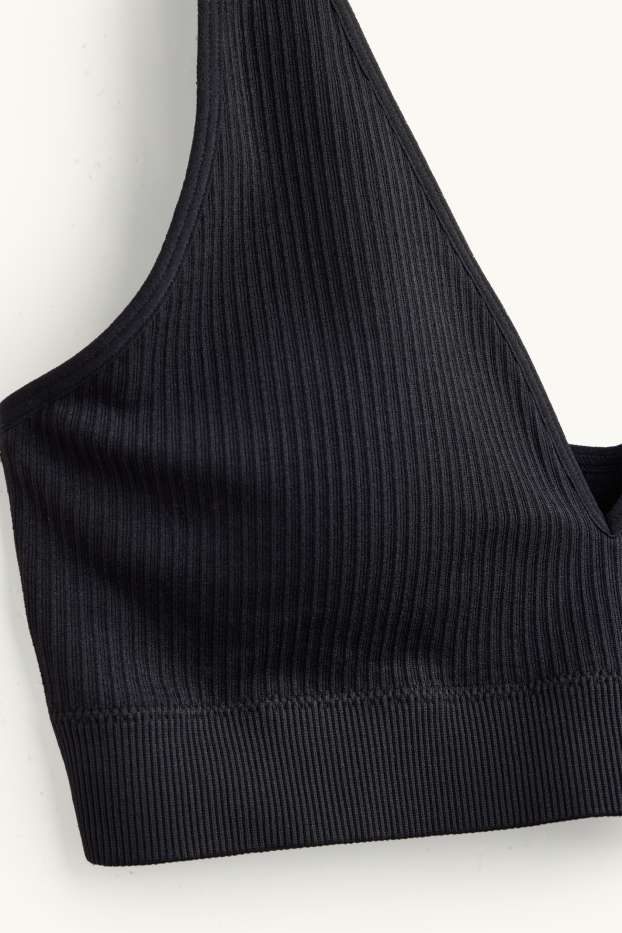 Femmes - Brassière - ampliforme - finition côtelée - seamless - noir
