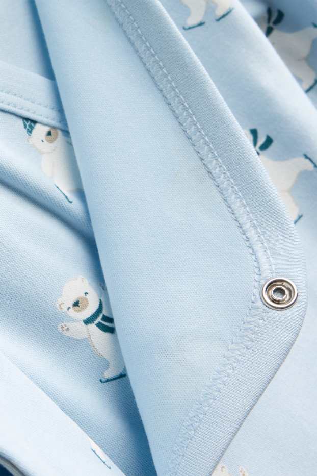 Baby: jongens - Set van 3 - ijsbeer - wikkelrompertje - blauw / lichtblauw