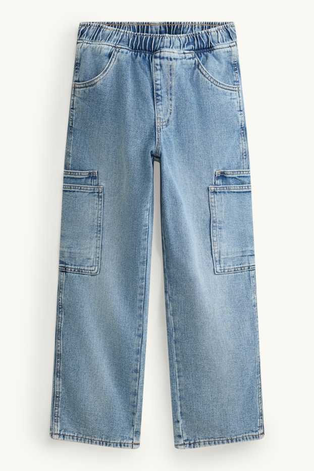 Children Boys - Cargo jeans - thermal jeans - denim-light blue