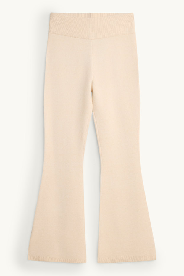 Women - Knitted joggers - creme