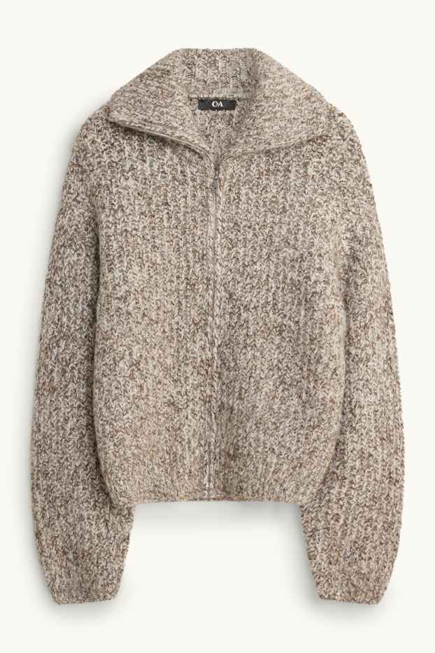 Femei - Cardigan tricotat - reiat - bej melanj