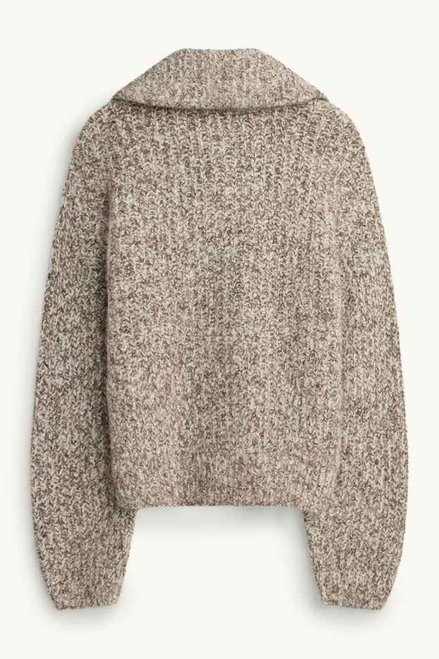 Femei - Cardigan tricotat - reiat - bej melanj