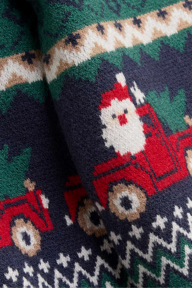 Kinderen: jongens - Zuurstok en peperkoekmannetje - kersttrui - donkergroen / donkerblauw