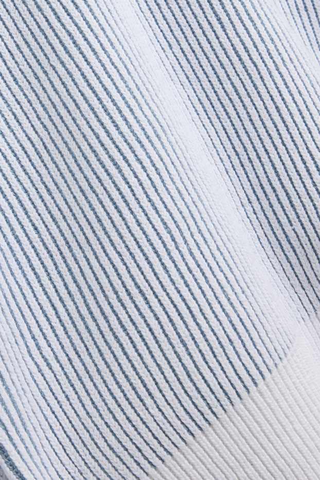 Heren - Trui - geribd - blauw / wit