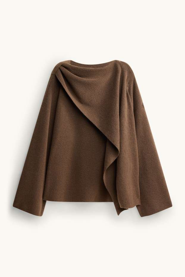 Femmes - Pull - look 2-en-1 - marron