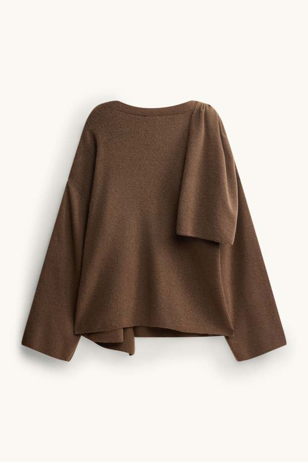 Femmes - Pull - look 2-en-1 - marron