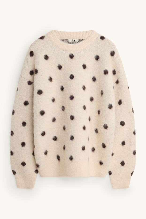 Damen - Pullover - gepunktet - braun / cremeweiß