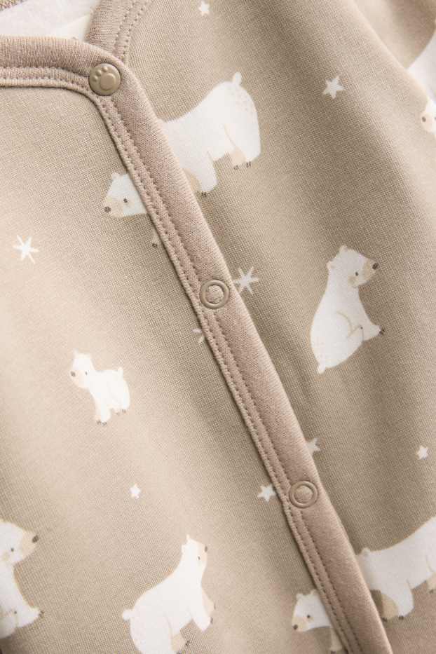 Unisex - Os polar i estrelles - pijama per a nadó - interior de pelfa - beix
