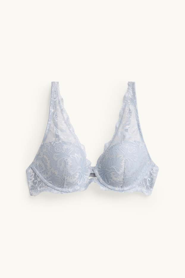 Dames - BH met beugels - PLUNGE - voorgevormd - lichtblauw