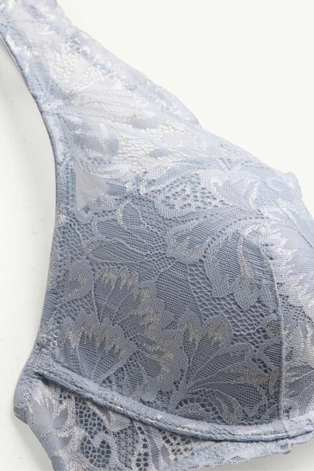 Dames - BH met beugels - PLUNGE - voorgevormd - lichtblauw
