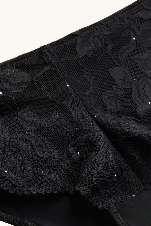 Damen - Slip - Glanz-Effekt - schwarz
