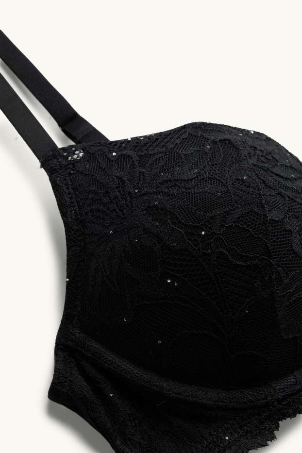 Dona - Sostenidors amb cèrcol - Push-up - efecte brillant - negre
